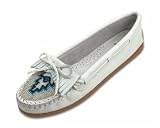 Beaded Kilty Moccasin in White