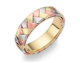 14K Tri-Color Gold Braided Wedding Band Ring