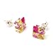 Sterling Silver 8mm Princess Cut Pink/Amber Earrings Presented by The Olivia Collection