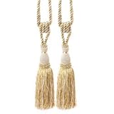 Pair of Ivory and Antique Gold Jane Tassels
