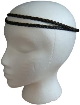 BLACK Faux Leather Double Braid Elastic Stretch Headband / Hairband *Headband Only, No Box* [Neon Celebrity Edition]