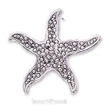 Sterling Silver Marcasite Starfish Pin (Approx. 1 1/4 Inch)