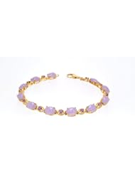 10K Yellow Gold Lavender Jade and Amethyst Bracelet