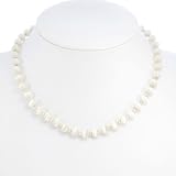 EXP Handmade Snow White Cat's Eye Necklace With Silver Beads