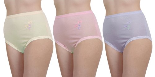 2COZEE 6 Pack Womens Underwear Full Breifs With Embroidery, OS Hips: 42"-44"