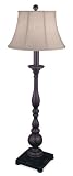 Lighting Enterprises F-6937/6937 Rustic Black Finish with Hand Rubbed Accents Floor Lamp with Cream Linen Sewn with Flecks Shade