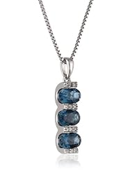 Sterling Silver Diamond-Accented 3-Stone Pendant Necklace, 18"