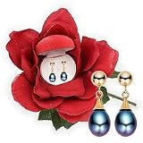14k Gold Back Freshwater Pearl Drop Earring in Flower Jewelry Box