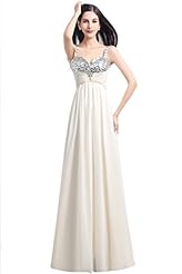 Empire   Waistline Floor Length Chiffon  Lace-Up Applique Sequined Evening Dress/Prom Dress/Party Dress  With Rhinestones