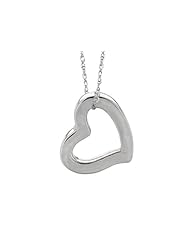 14K White Gold Open Heart Pendant on a 18 Inch Chain