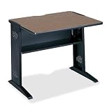 Safco Reversible Top Computer Desk - Rectangle - 1 Shelf - 30 x 35.5 x 28 - Steel, Plastic - Mahogany, Medium Oak Top, Black Base