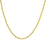 31x%2B1vVo9IL. SL160  Duragold 14k Yellow Gold Hollow Diamond Cut Rope Chain Necklace (3.0mm), 18