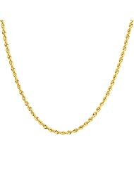 Duragold 14k Yellow Gold Hollow Diamond-Cut Rope Chain Necklace (3.0mm ), 18"