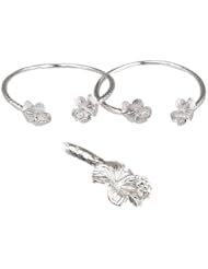 Flower .925 Sterling Silver West Indian Baby Bangles (Pair)