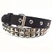 BLACK PYRAMID STUD SPIKE 2ROW SILVER LEATHER BELT -MED Image