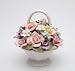 Colorful Sunshine Flower Bouquet in White Basket with Handle Décor