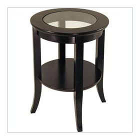 Winsome Genoa Espresso Wood Dark Brown End Table with Glass Top