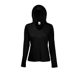 Lady-Fit Lightweight Hooded T von Fruit of the Loom Schwarz XS