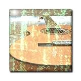 IMAGE OF Vintage Green Guitar Full View Music - 12 Inch Ceramic Tile