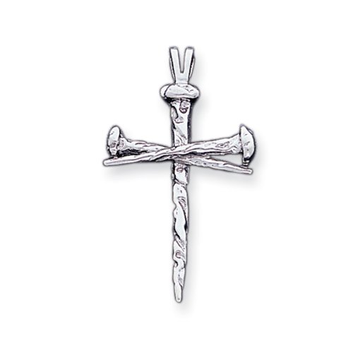 White Gold Nail Passion Cross Charm 14 Karat Religious Jewelry