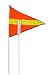 Double sided high visibility material. Safety Orange triangle flag. axle mount design.