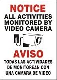 NOTICE ALL ACTIVITIES MONITORED BY VIDEO CAMERA (W/GRAPHIC) 10 x 7 Adhesive Vinyl Sign
