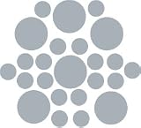 Set of 90 - Metallic Silver Circles Polka Dots Vinyl Wall Graphic Decals Stickers