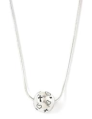 Bob Siemon Sterling Silver Ball Pendant with Hearts and Crosses, 18"