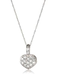 KC Designs "Peace and Love" 14k White Gold and Diamond Heart Pendant Necklace Chain, 16"
