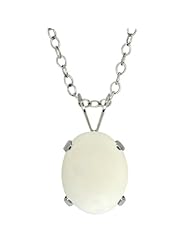 2.15 Ct Oval/Cabouchon Shape White Opal Sterling Silver Pendant