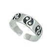 Sterling Silver Toe Ring with Clear CZ - Ying Yang