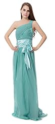 Chiffon One Shoulder Sleeveless Floor Length Pleated Bridesmaid Dress 