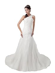 One Shoulder Organza/Satin Mermaid  Dress with a Court Train 