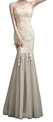 Strapless Mermaid Lace Chiffon Evening Dress/Bridesmaid Dress/Prom Dress/Party Dress 