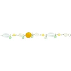 Sterling Silver Multi Gemstone Bead Bracelet 7"