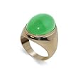 14 KT Yellow Gold Mens Band Green Jade 14K Ring
