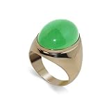 14 KT Yellow Gold Mens Band Green Jade 14K Ring