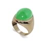 New 14 KT Gold Mens Band Green Jade 14K Ring Size 10.5