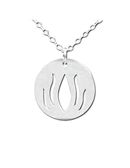 925 Sterling Silver Lotus Flower Silhouette Pendant Chain Necklace