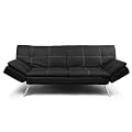 2-Sitzer Schlafsofa Schlafcouch "Dessini" Loungesofa Textil-Leder schwarz / wei�e N�hte