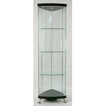 Triangle Glass Curio Cabinet in Black,Chintaly Imports,188602