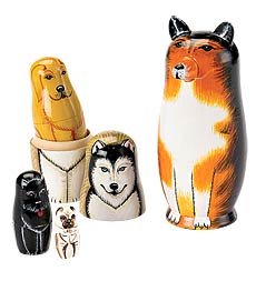 Hand-Painted Wooden Dog Nesting Dolls