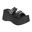 Demonia Shoes Women's MOLLY-05, 3 1/2" Buckled Eyelet Strap Black Pu Sandal