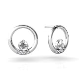 14K White Gold Genuine Round White Topaz Circle Earrings