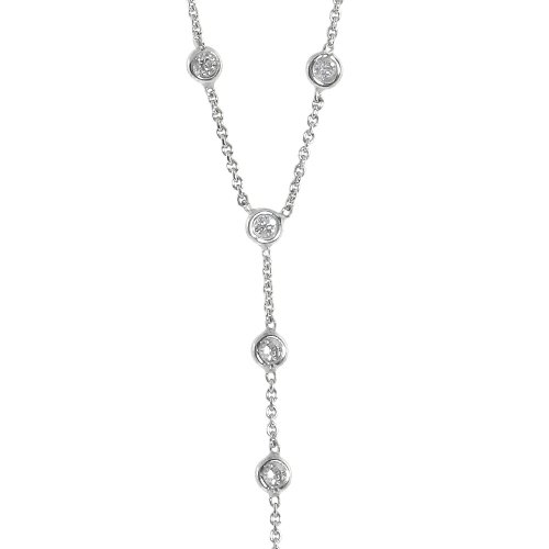 Karat Platinum Diamond Station Necklace (1/3 cttw, I Color, I1-I2 Clarity), 17