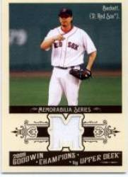 2009 Upper Deck Goodwin Champions Memorabilia #JB Josh Beckett - Boston Red Sox (Piece of Authentic Jersey / Material) (Baseball Cards)