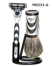 Omega Sport Pure Badger Shaving Brush with Stand and Mach 3 Razor - M6231.6
