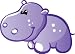 Children's Wall Decals - Cute Baby Grey Cartoon Hippo - 12 inch Removable Graphic