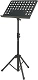 Tour Grade Perforated Desk Orchestra Stand, Black