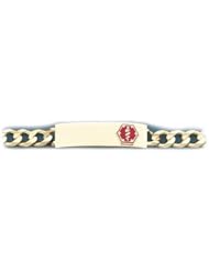 10K Yellow Gold Medical Alert ID Curb Chain Bracelet - Length 8 Inch